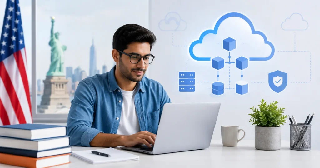 Professional studying for the AWS Certified Solutions Architect Associate SAA-C03 Amazon Exam Dumps in the United States with Certification Exam online proctored exam preparation.